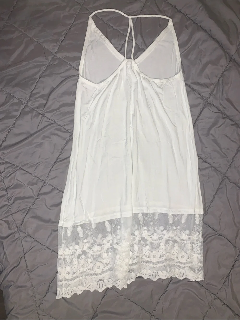Women's White Lace Hem Slip Dress S